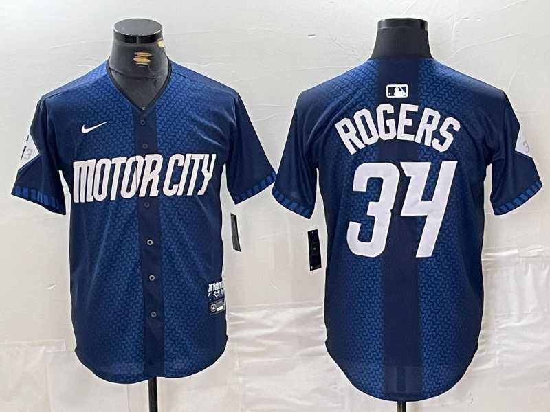 Men%27s Detroit Tigers #34 Jake Rogers 2024 Navy City Connect Cool Base Limited Stitched Jersey